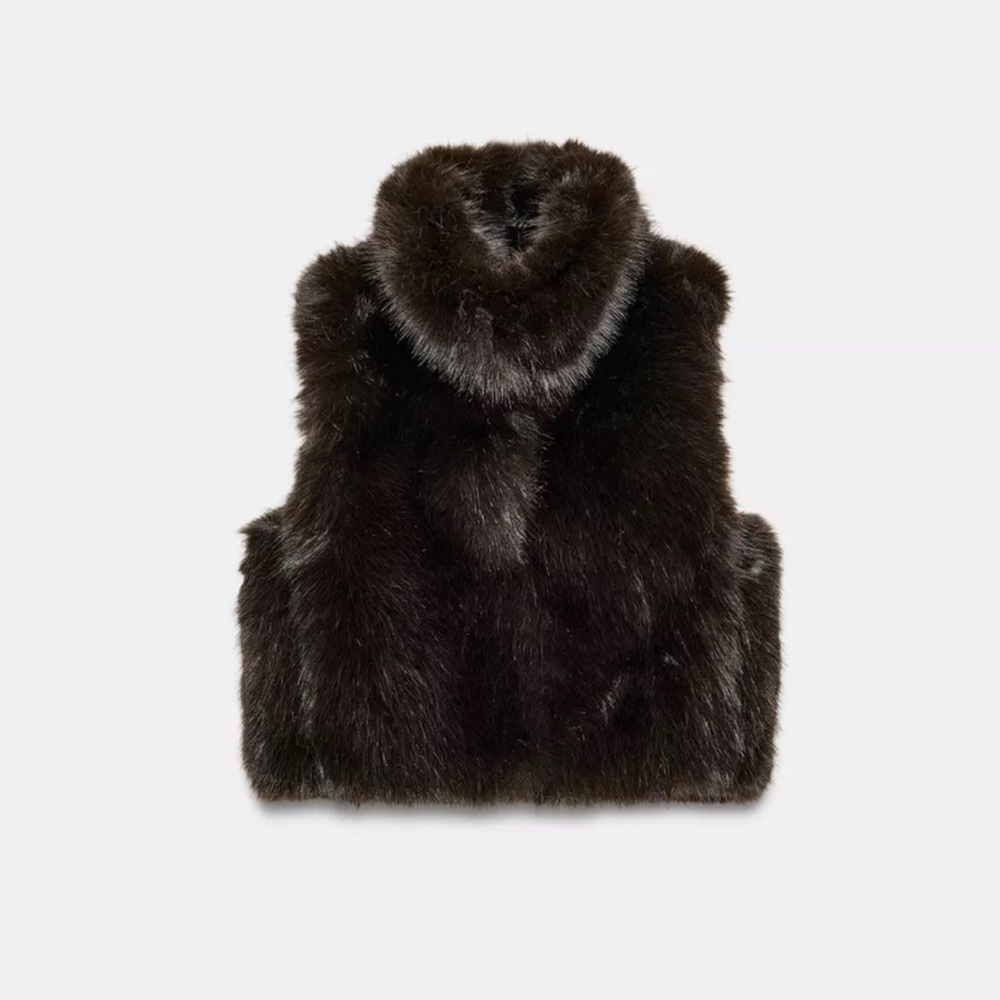 Zara Dark Brown Faux Fur Vest